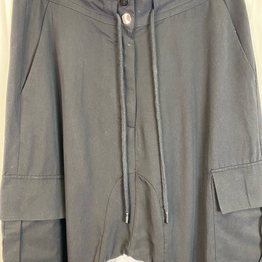 Zara Black Drop Crotch Cargo Jogger Pants NWT Small Utility Pocket - Picture 9 of 15